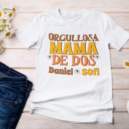 Camiseta Personalizada Orgullosa Mamá de Dos