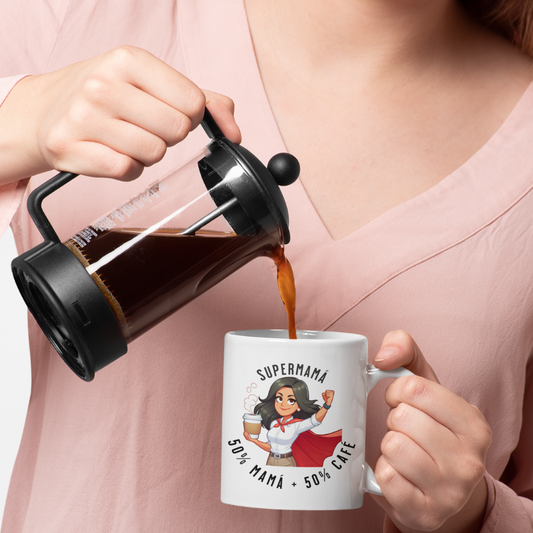 Taza Supermamá: 50% Mamá + 50% Café